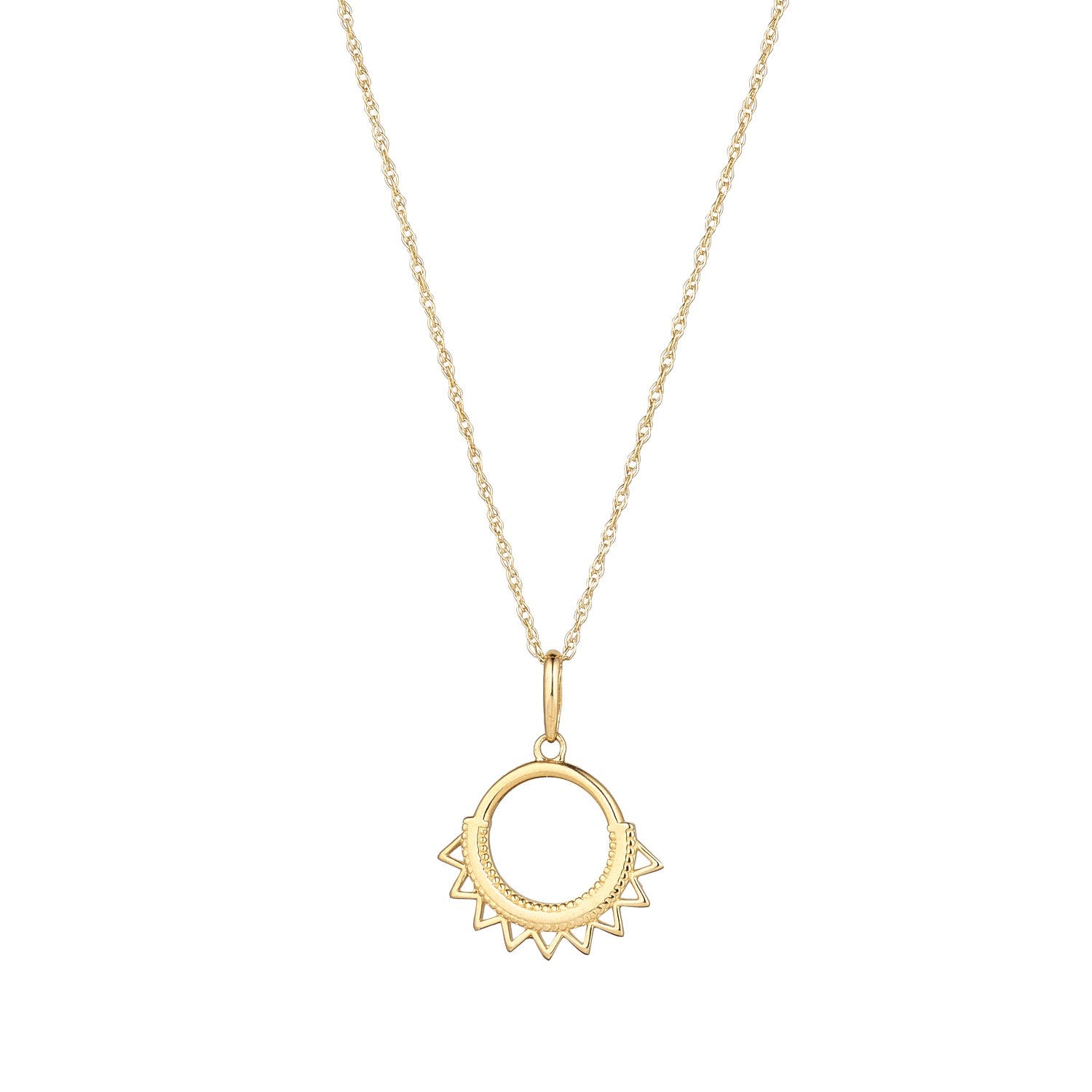 9ct Yellow Gold Marrakesh Edged Circle Pendant