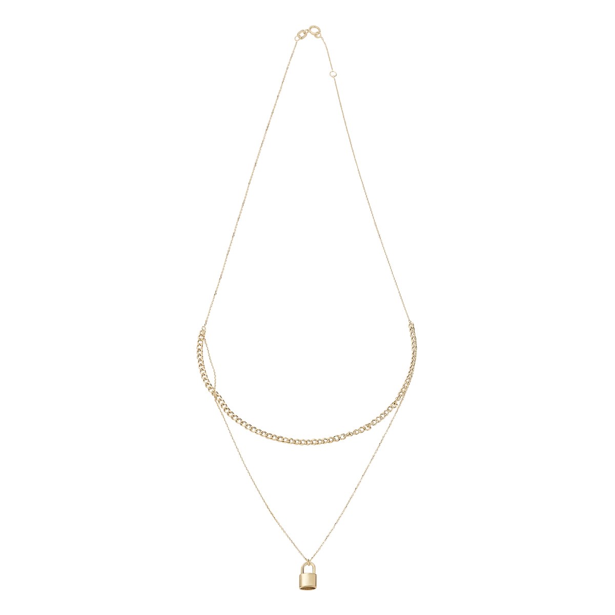 9ct Yellow Gold Double Chain and Lock Necklet