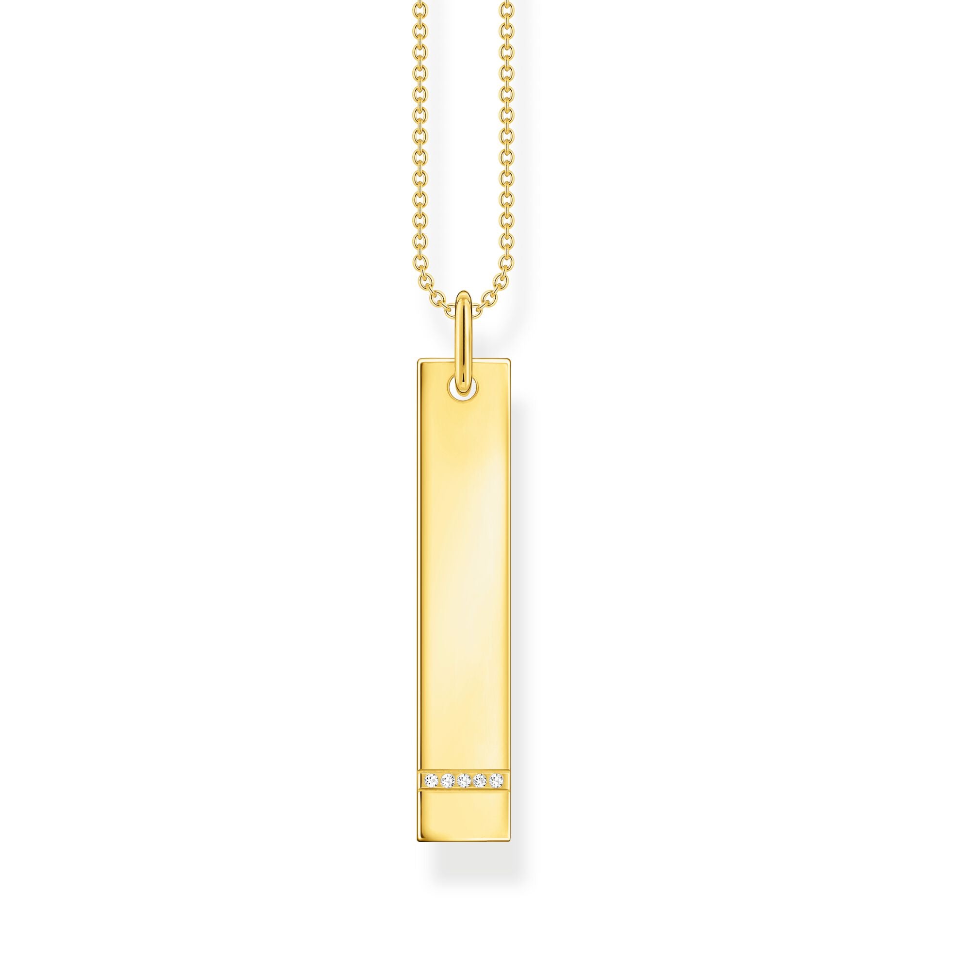 Thomas Sabo Yellow Gold Plated Sterling Silver Engravable Pendant with Cubic Zirconia