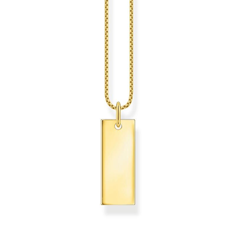 Thomas Sabo Yellow Gold Plated Sterling Silver Engravable Tag Necklace
