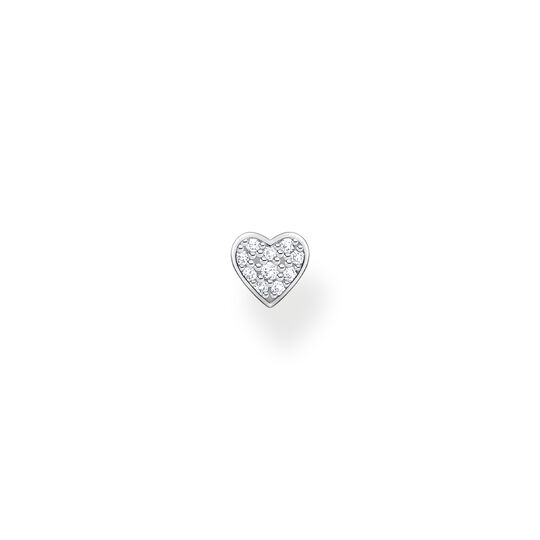 Thomas Sabo Sterling Silver Single Pavé Heart Stud Earrings with Cubic Zirconia