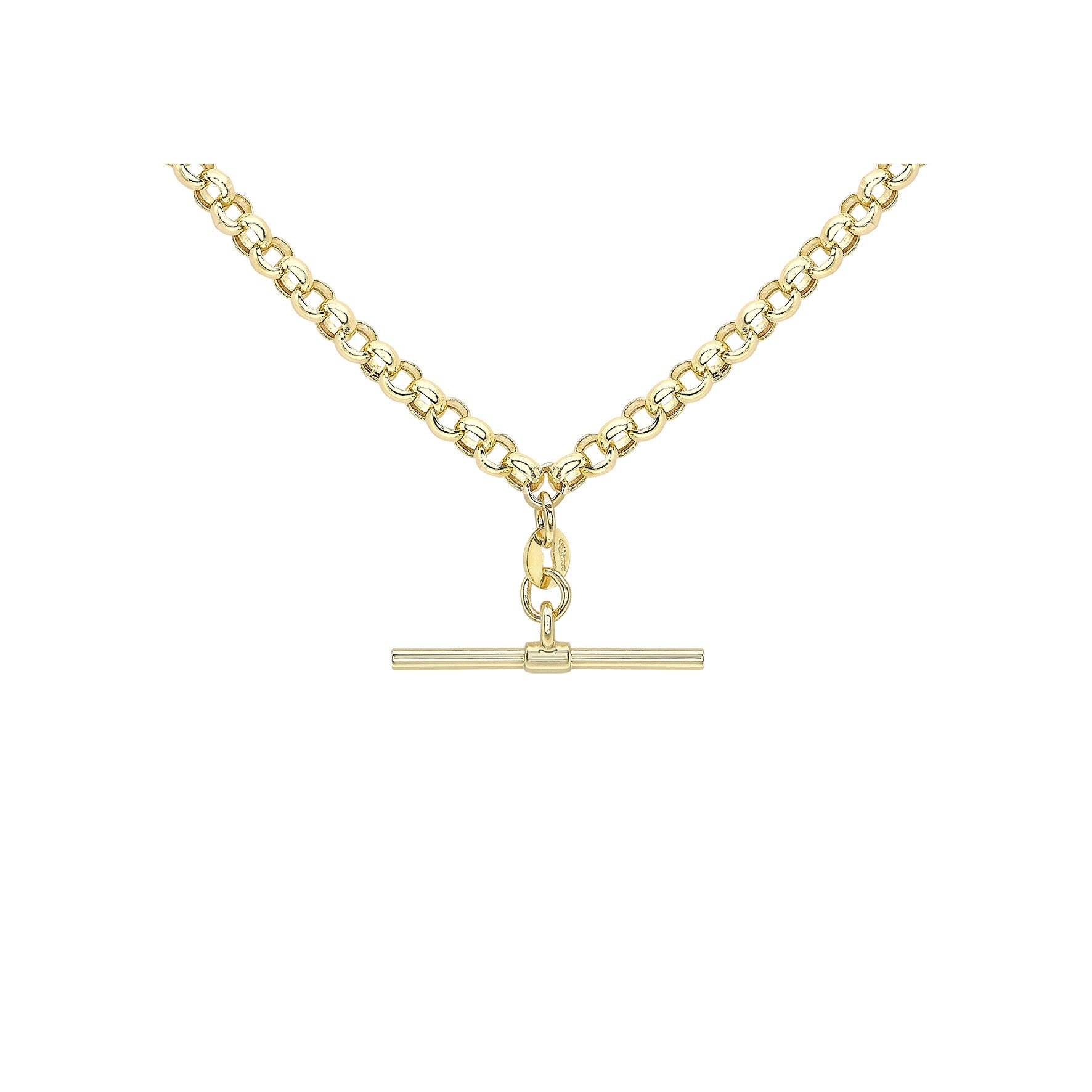 9ct Yellow Gold Belcher Chain Necklace with T-Bar Albert Clasp