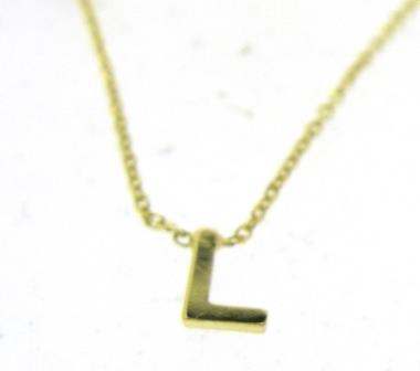 9ct Yellow Gold Mini Initial L Pendant 15'-17' Necklace