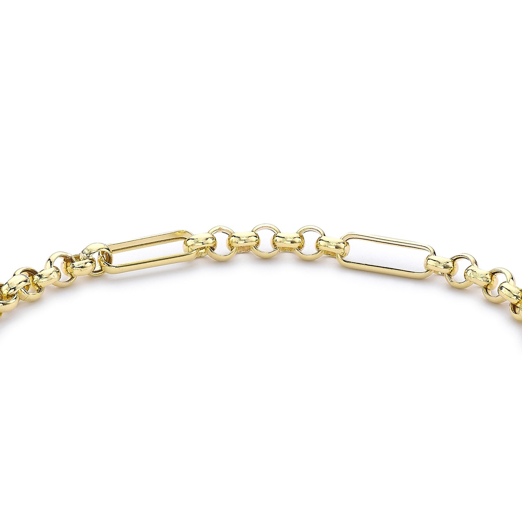 9ct Yellow Gold Figaro Belcher Chain T-Bar Bracelet with Albert Clasp 7.5 Inch