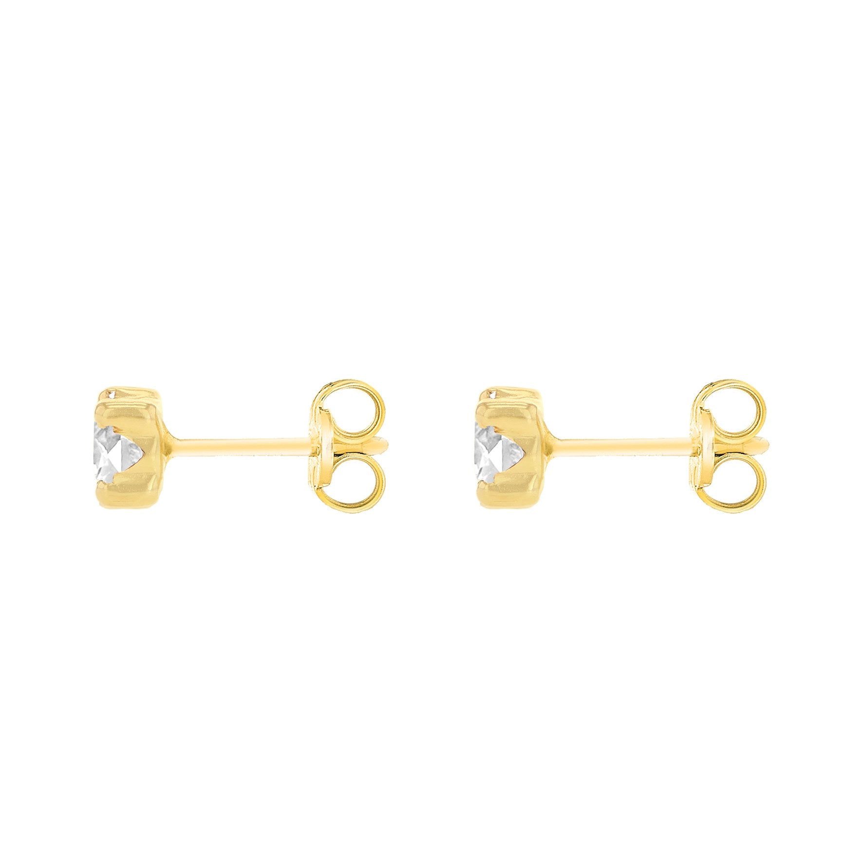 9ct Yellow Gold 4mm Cubic Zirconia Stud Earrings