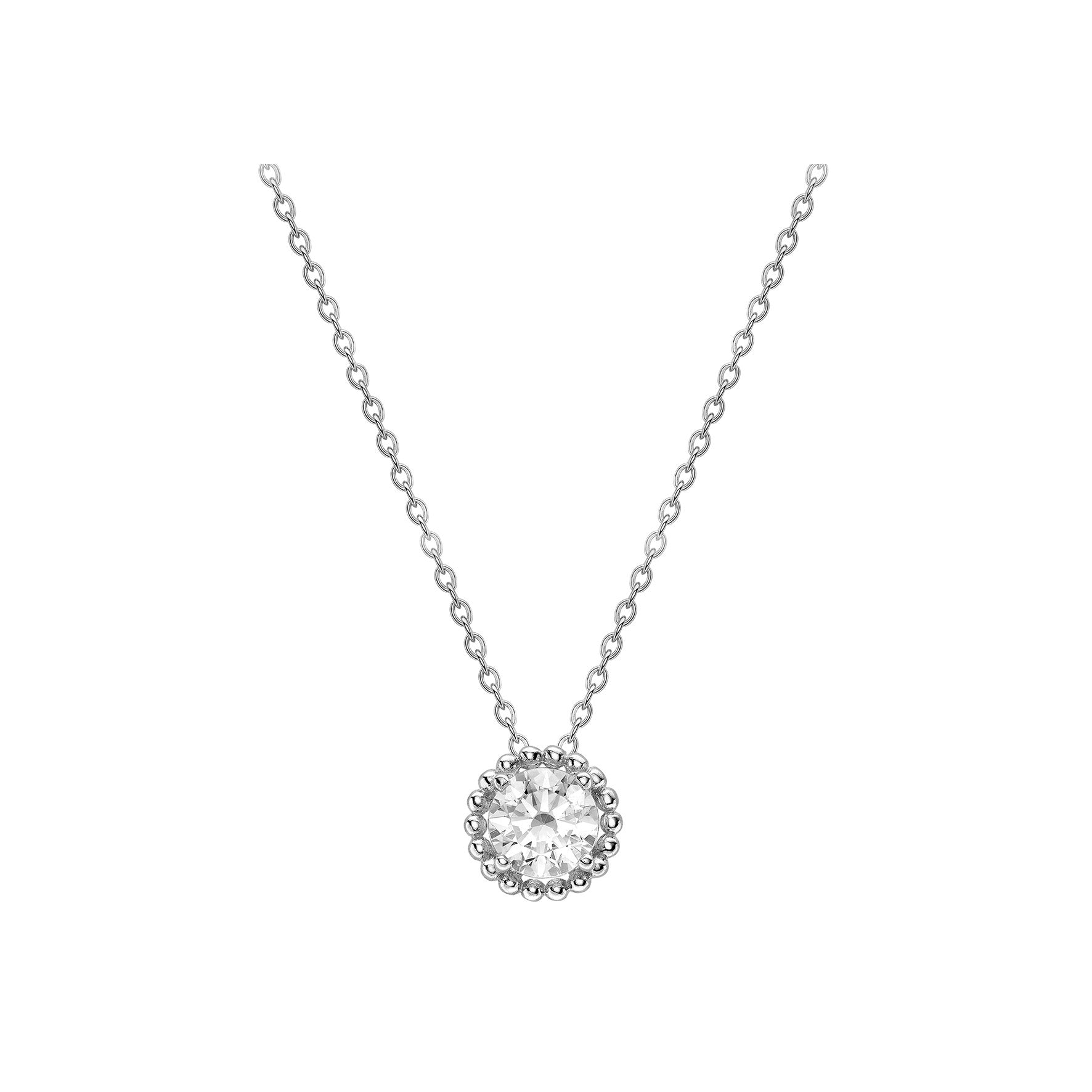 9ct White Gold Mini Cubic Zirconia Halo Pendant