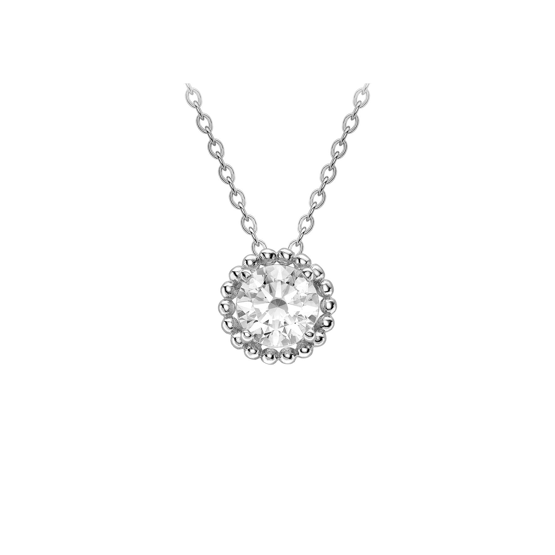 9ct White Gold Mini Cubic Zirconia Halo Pendant