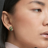 Swarovski Gold Plate Numina Stud Earrings with Green Crystal