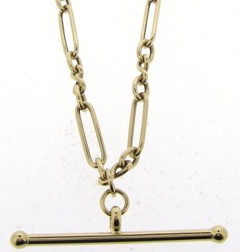 9ct Yellow Gold Fancy Link T-Bar Chain Necklace