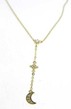 9ct Yellow Gold Cubic Zirconia Half Moon Necklace