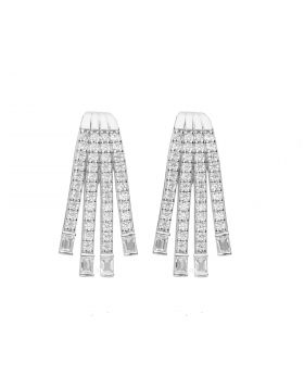 Diamondfire Sterling Silver Waterfall CZ Earrings