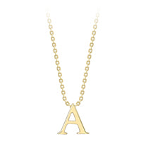 9ct Yellow Gold Initial A On Trace Chain 17.5 Necklace
