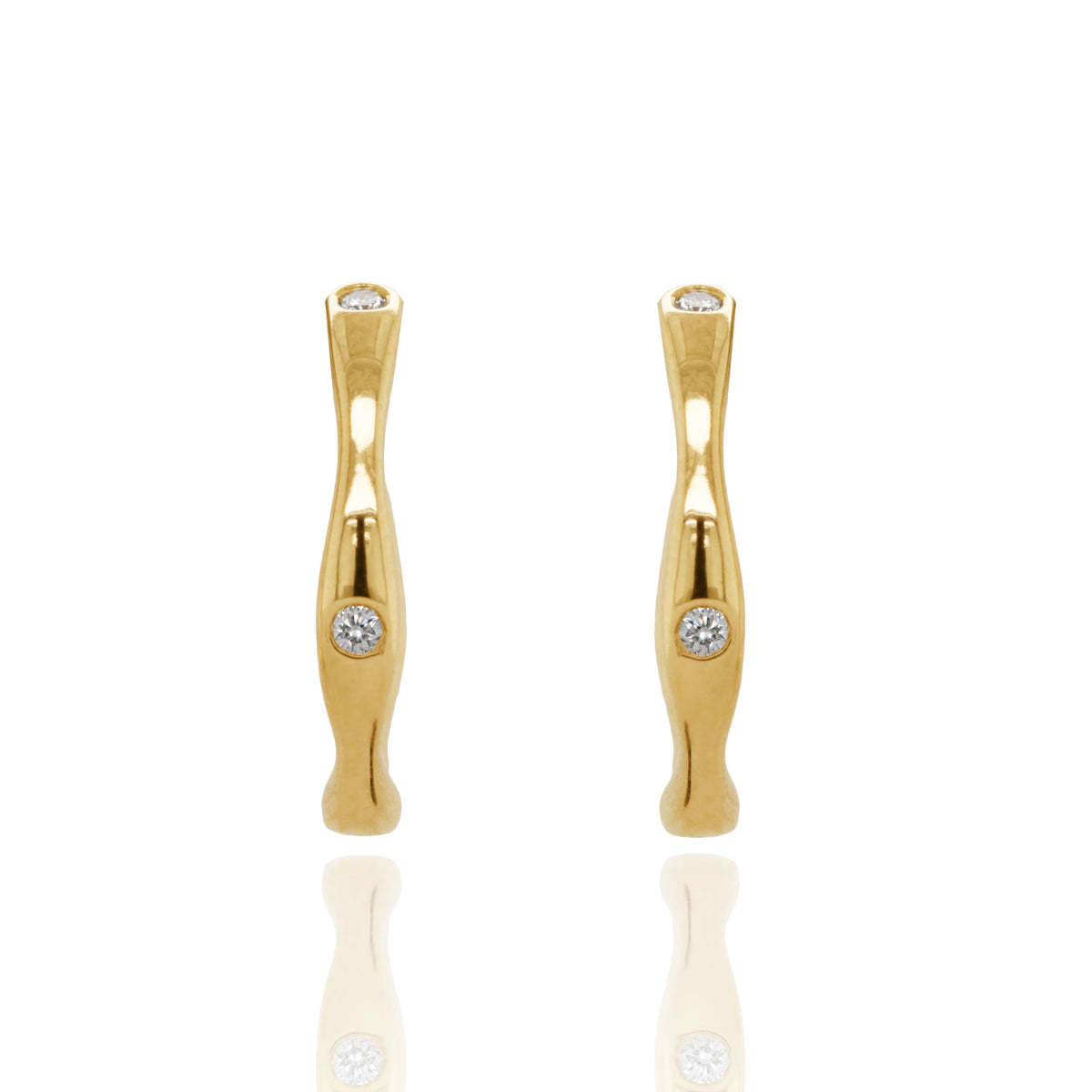 9ct Yellow Gold Diamond Hoop Earrings