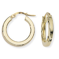 9ct Yellow Gold Cubic Zirconia Cross Hoop Earrings