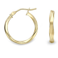 9ct Yellow Gold Twist Hoop Earrings