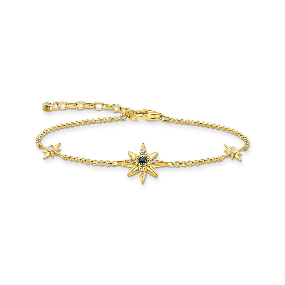 Thomas Sabo Yellow Gold Plated Multicoloured Cubic Zirconia Stars Bclt Bracelet