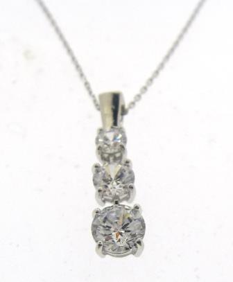 9ct White Gold Three Stone Cubic Zirconia Pendant