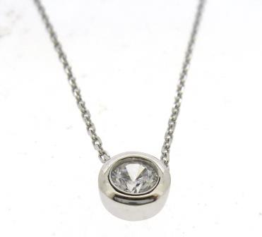 9ct White Gold Cubic Zirconia Rubover Pendant