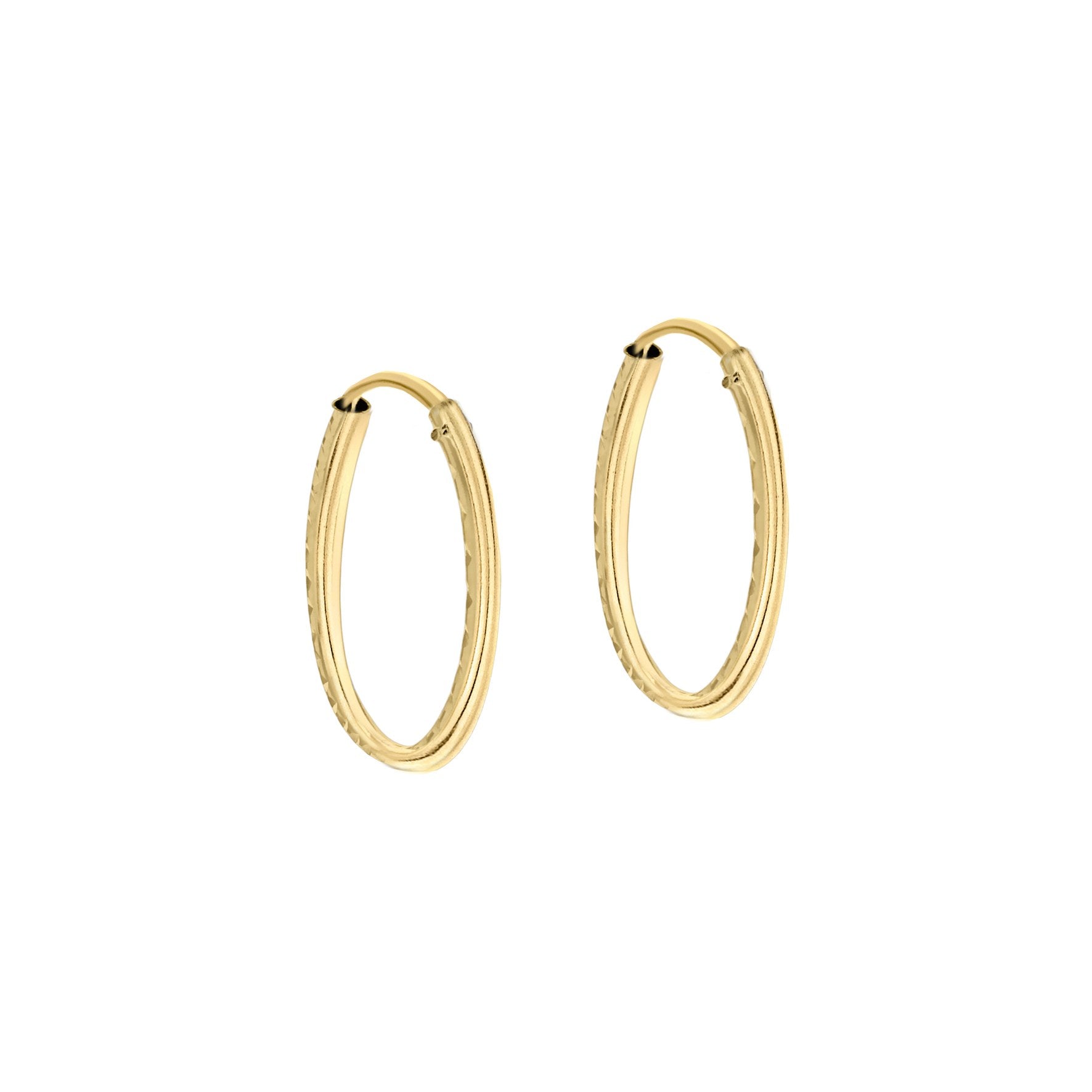 9ct Yellow Gold Diamond Cut Sleeper Earrings 13mm