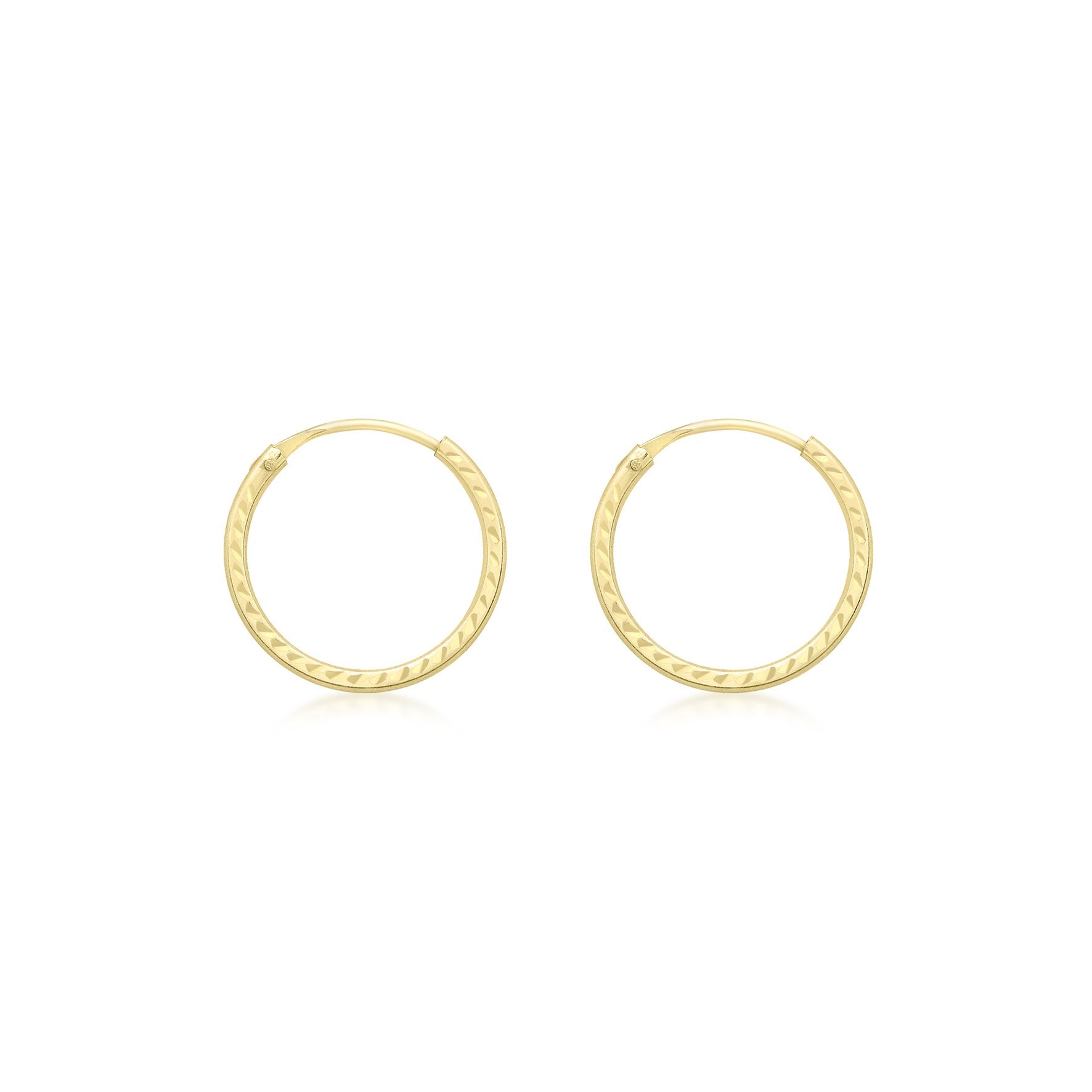9ct Yellow Gold Diamond Cut Sleeper Earrings 13mm