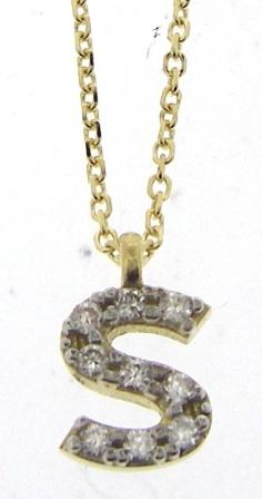 Chimento Love In 18ct Yellow Gold Diamond Initial 'S' Necklace