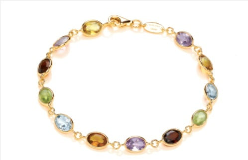 9ct Yellow Gold Multi Semi-Precious Bracelet