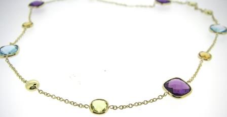9ct Yellow Gold Multi Gemstone Necklet