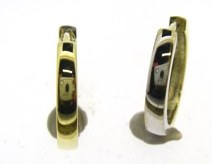 9ct Yellow and White Gold Reversible Huggie Earrings