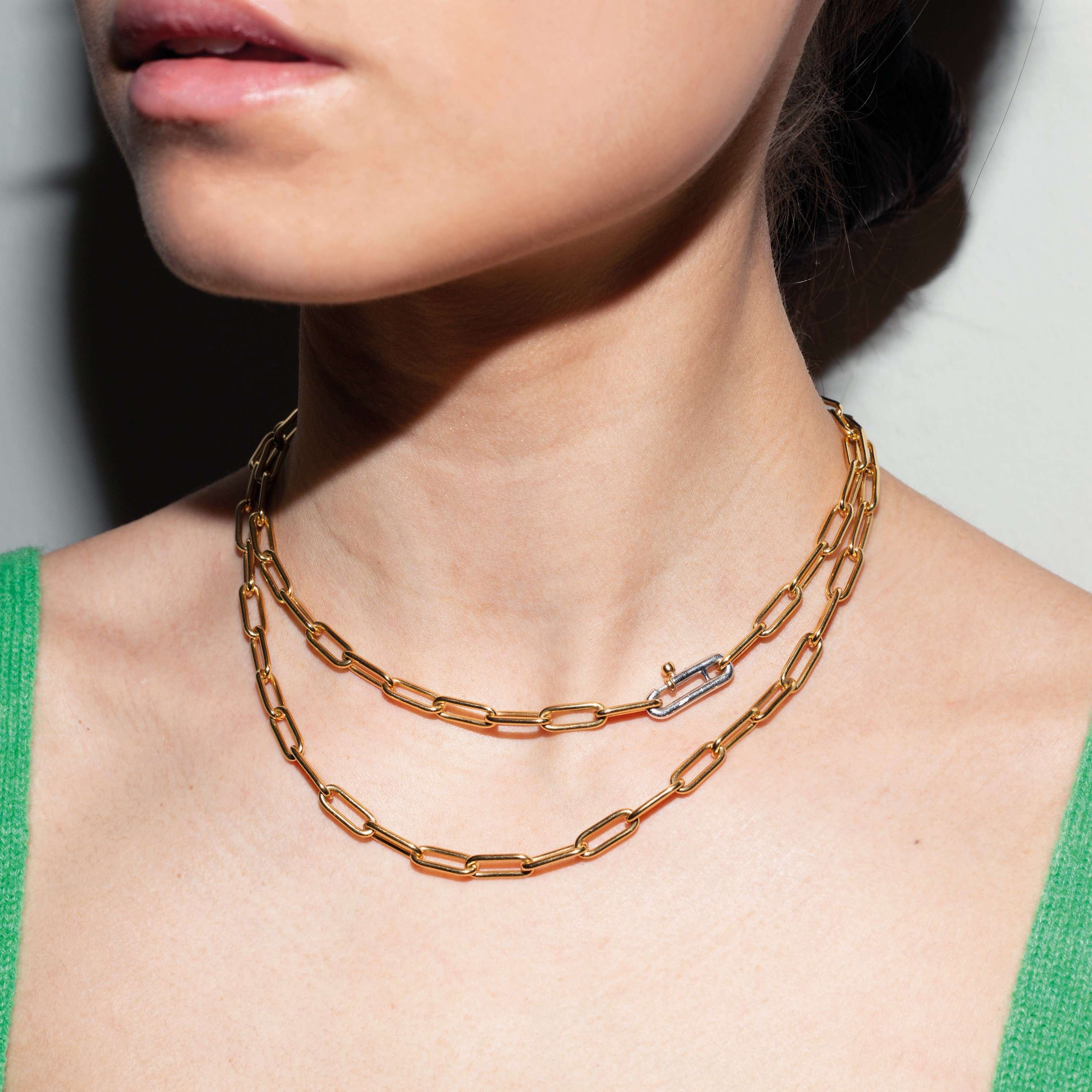 Ti Sento Sterling Silver & Gold Plated Paper Link Necklace 48cm