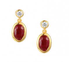9ct Yellow Gold Rubover Emerald Stud Earrings