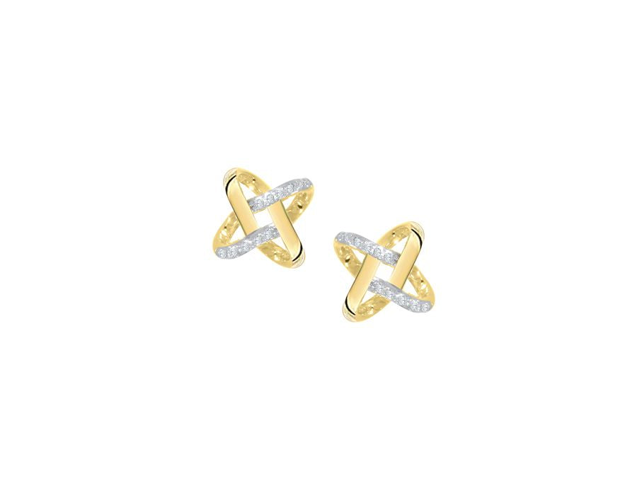 9ct Yellow & White Gold Diamond Knot Earrings