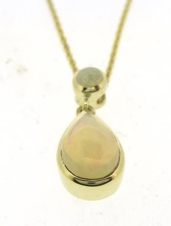9ct Yellow Gold Round and Pear Shape Oval Necklace