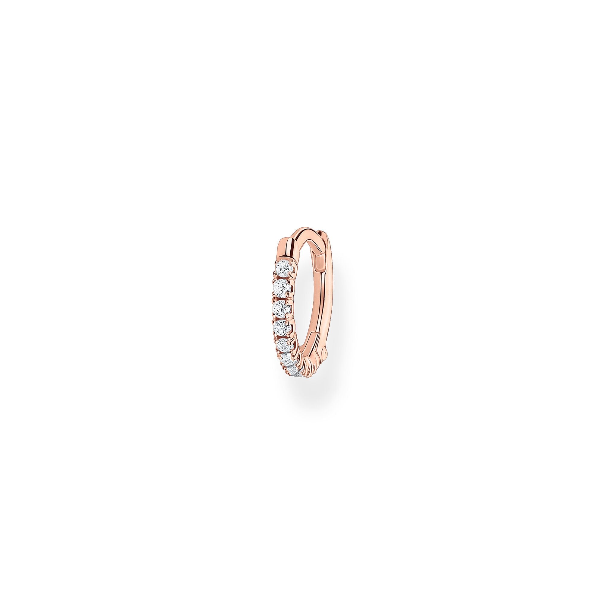 Thomas Sabo Rose Gold Plated Single Cubic Zirconia Hoop Erg Earrings