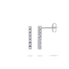Sterling Silver 7 Stone CZ Drop Earrings