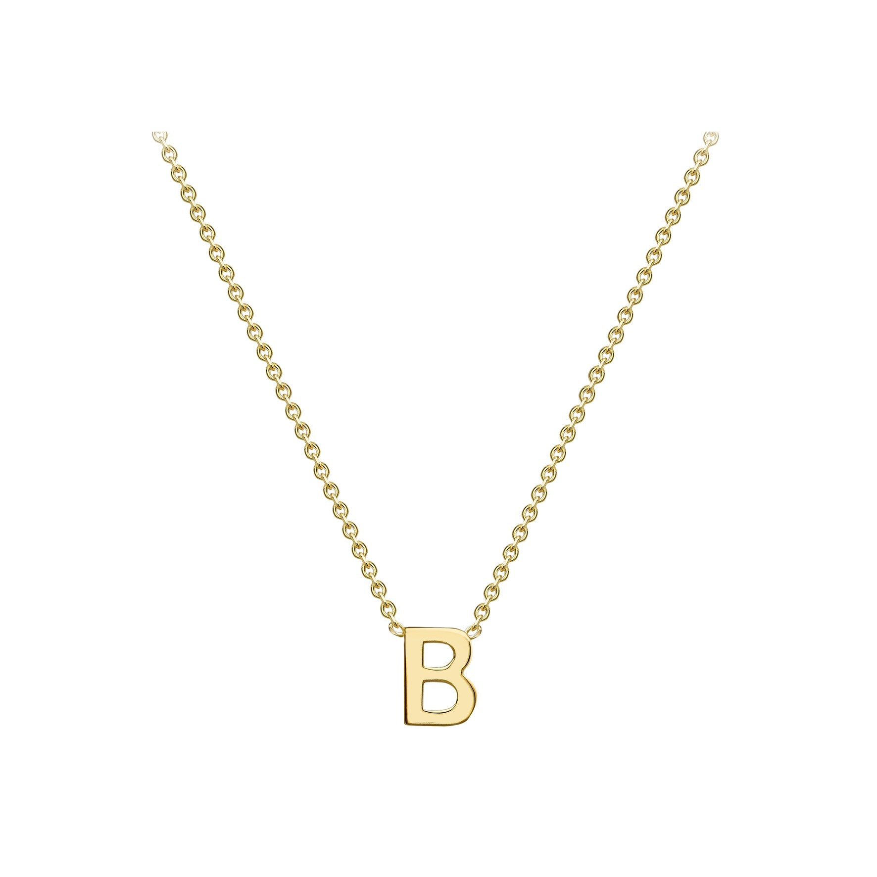 9ct Yellow Gold Mini Initial B Pendant 15'-17'