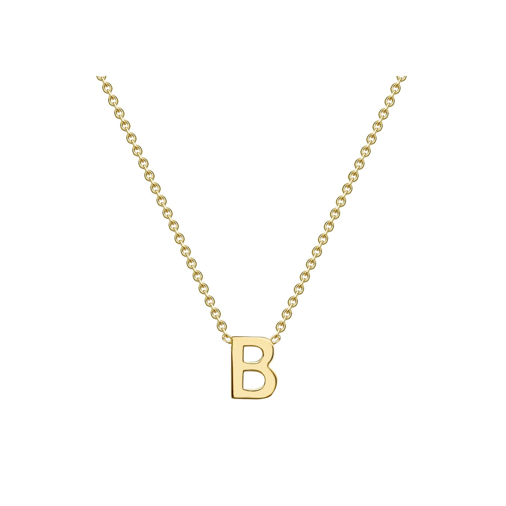 9ct Yellow Gold Mini Initial B Pendant 15'-17'