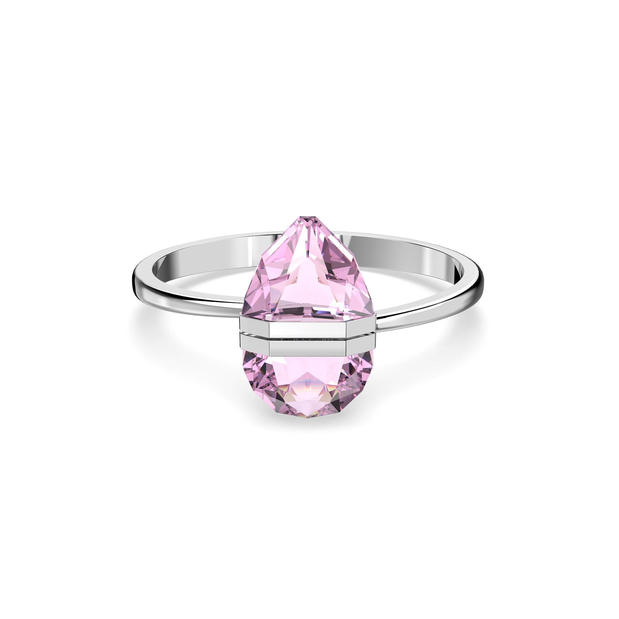 Swarovski Rhodium Plate Lucent Bangle with Rose Crystal Bracelet
