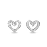 Swarovski Rhodium Plate Una Heart Stud Earrings