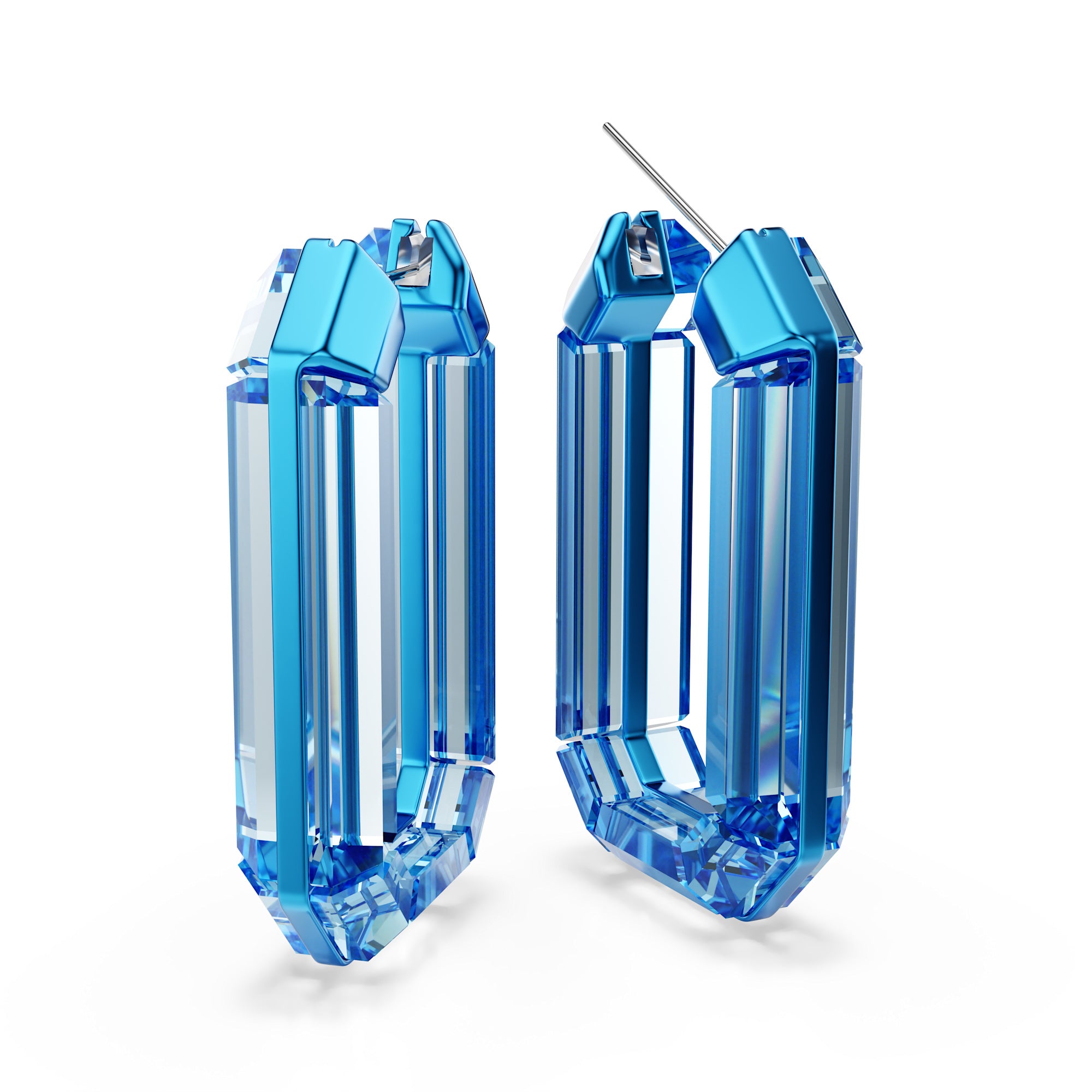 Swarovski Lucent Hoop Earrings with Blue Crystal
