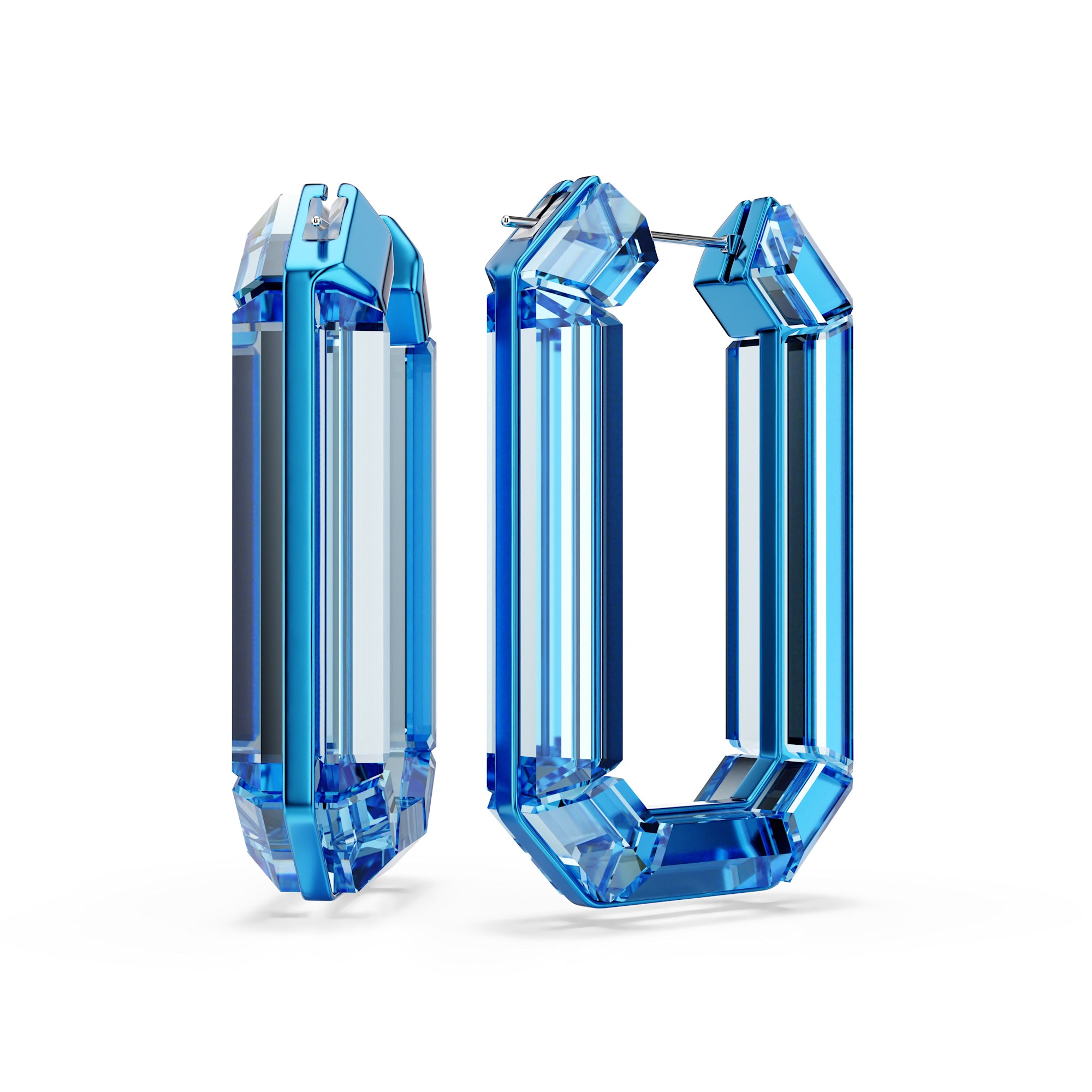 Swarovski Lucent Hoop Earrings with Blue Crystal