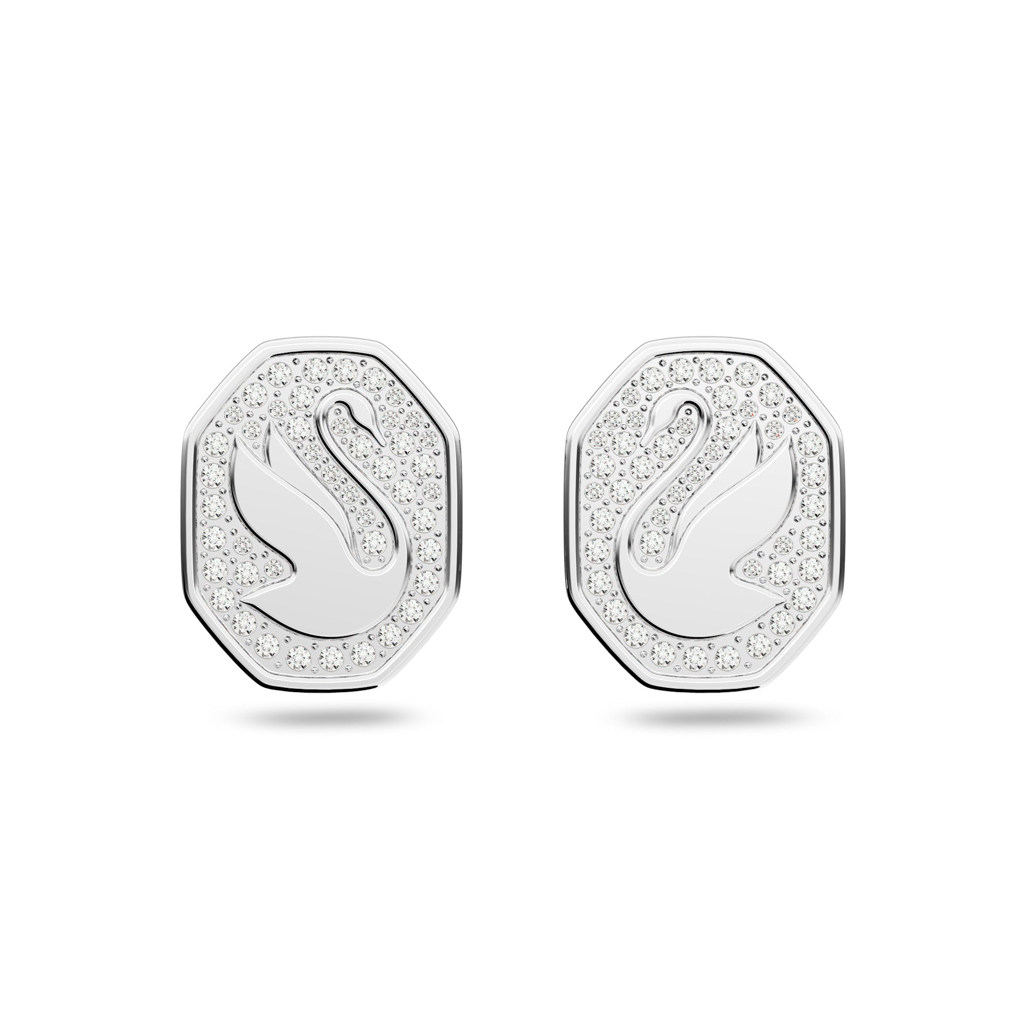Swarovski Rhodium Plate Signum Swan Stud Earrings