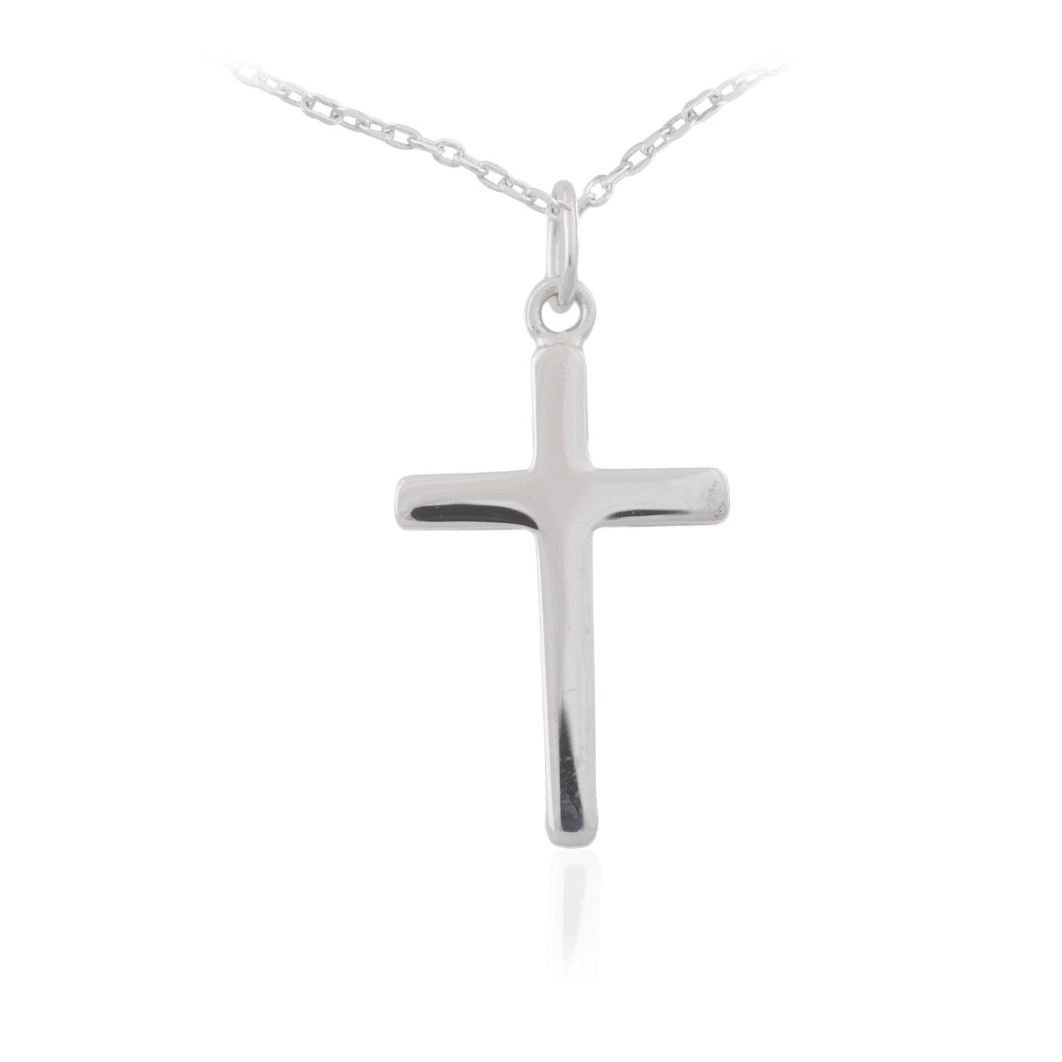 Sterling Silver Plain Narrow Cross Pendant & Chain 16-18'