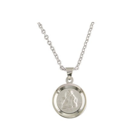 Sterling Silver Round Angel Disc Pendant