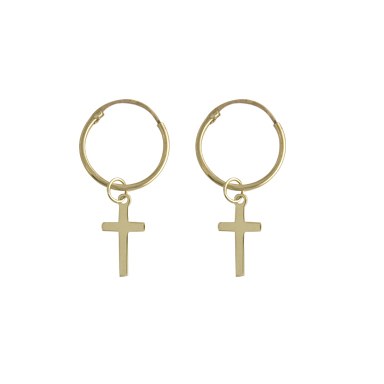 9ct Yellow Gold Cross Drop Sleeper Earring