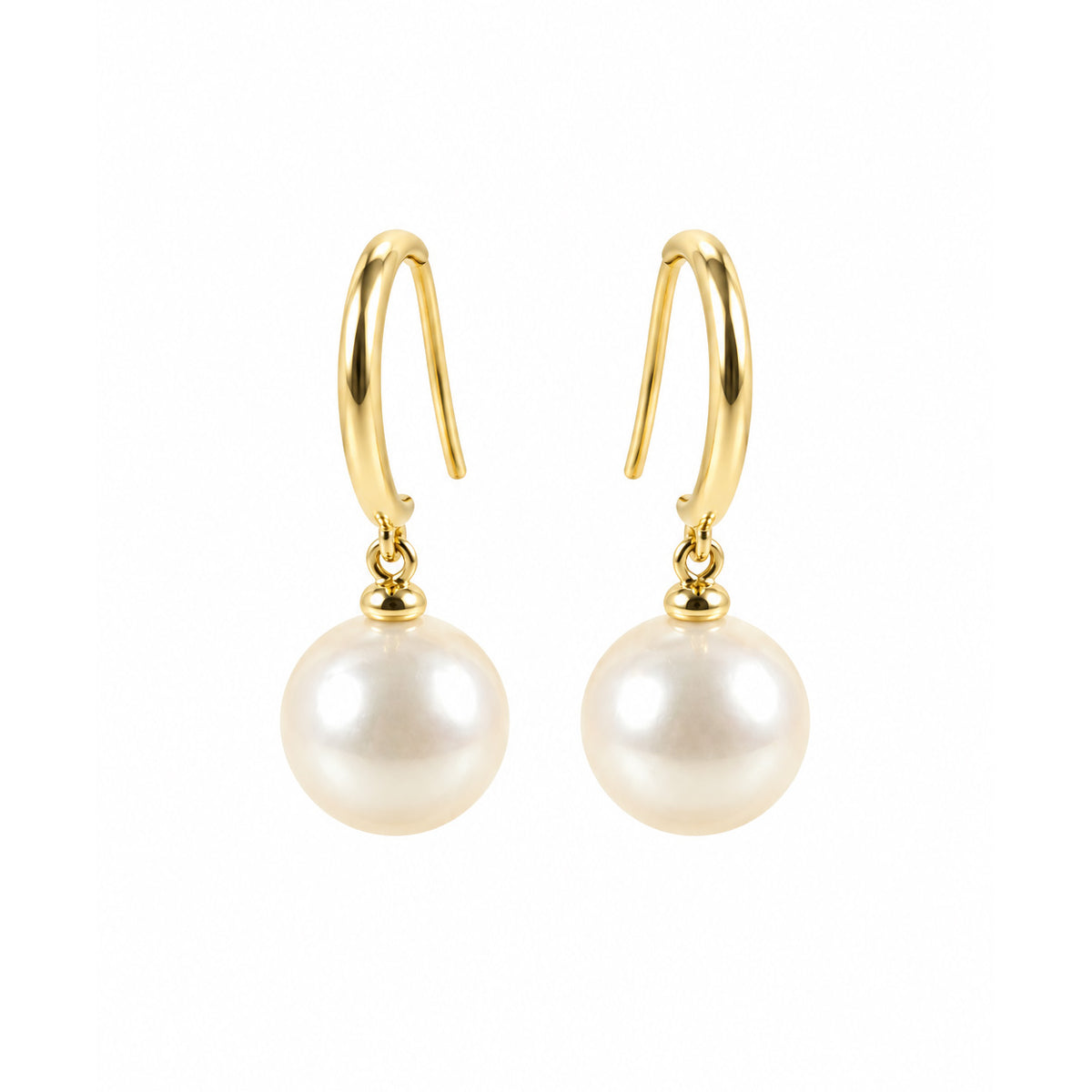 Classic 9ct Yellow Gold Pearl Drop Hook Earrings