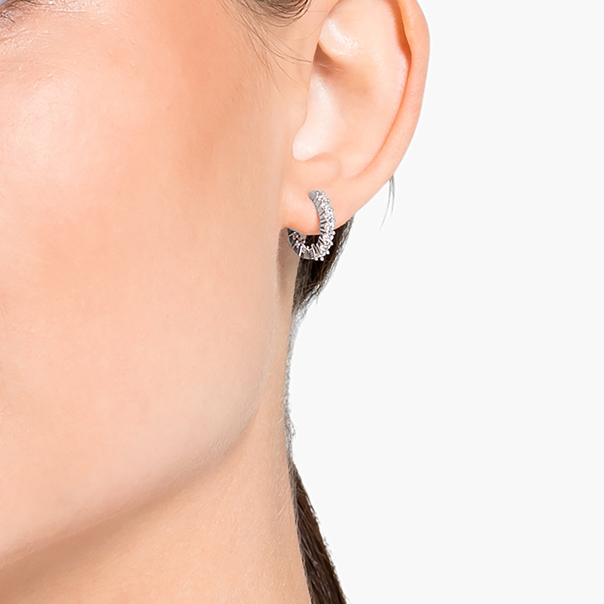 Swarovski Matrix Vittore Hoop Earrings - Rhodium Plated - White