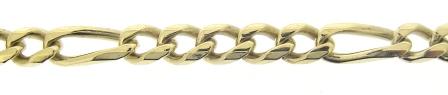 Vintage 9ct Yellow Gold Figaro Link Bracelet 1x5 10'