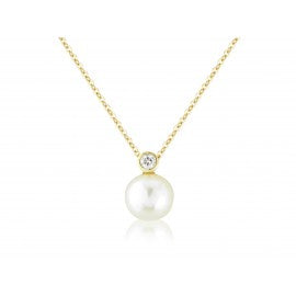 Sterling Silver 6mm Cultured Pearl and CZ Teardrop Earrings