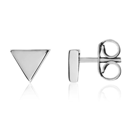 9ct White Gold Triangle Stud Earrings