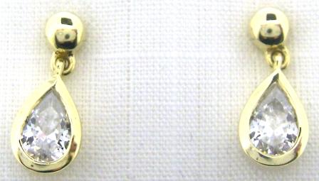 9ct Yellow Gold Cubic Zirconia Circle Drop Earrings